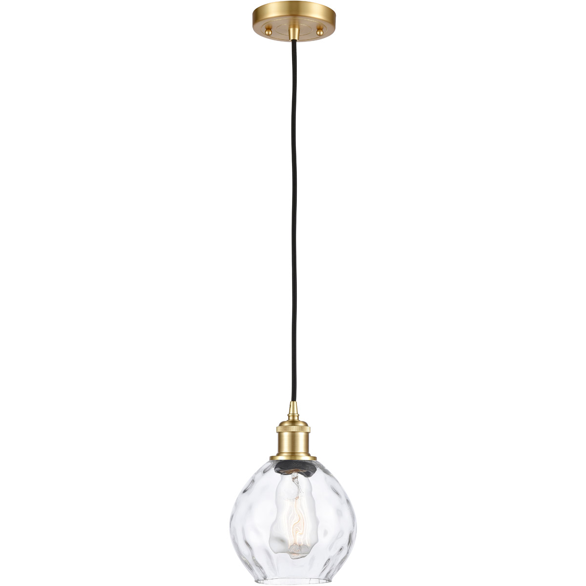 Innovations Lighting 516-1P-SG-G362-LED Ballston Small Waverly LED 6 inch Satin Gold Mini Pendant Ceiling Light in Black Textured, Ballston