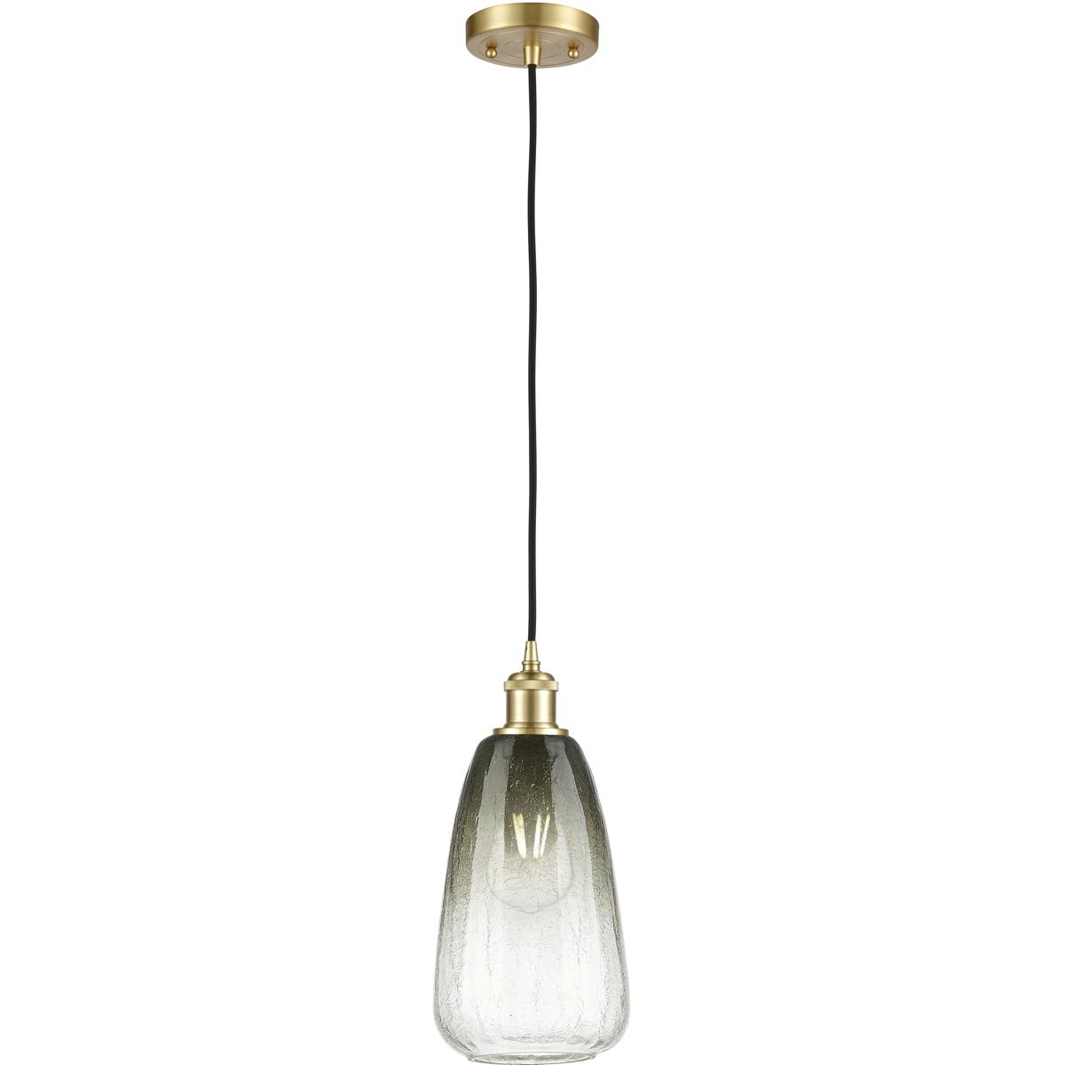 Innovations Lighting 516-1P-SG-G480-6SL Ballston Brookhaven Almond 1 Light 6 inch Satin Gold Mini Pendant Ceiling Light in Slate Glass