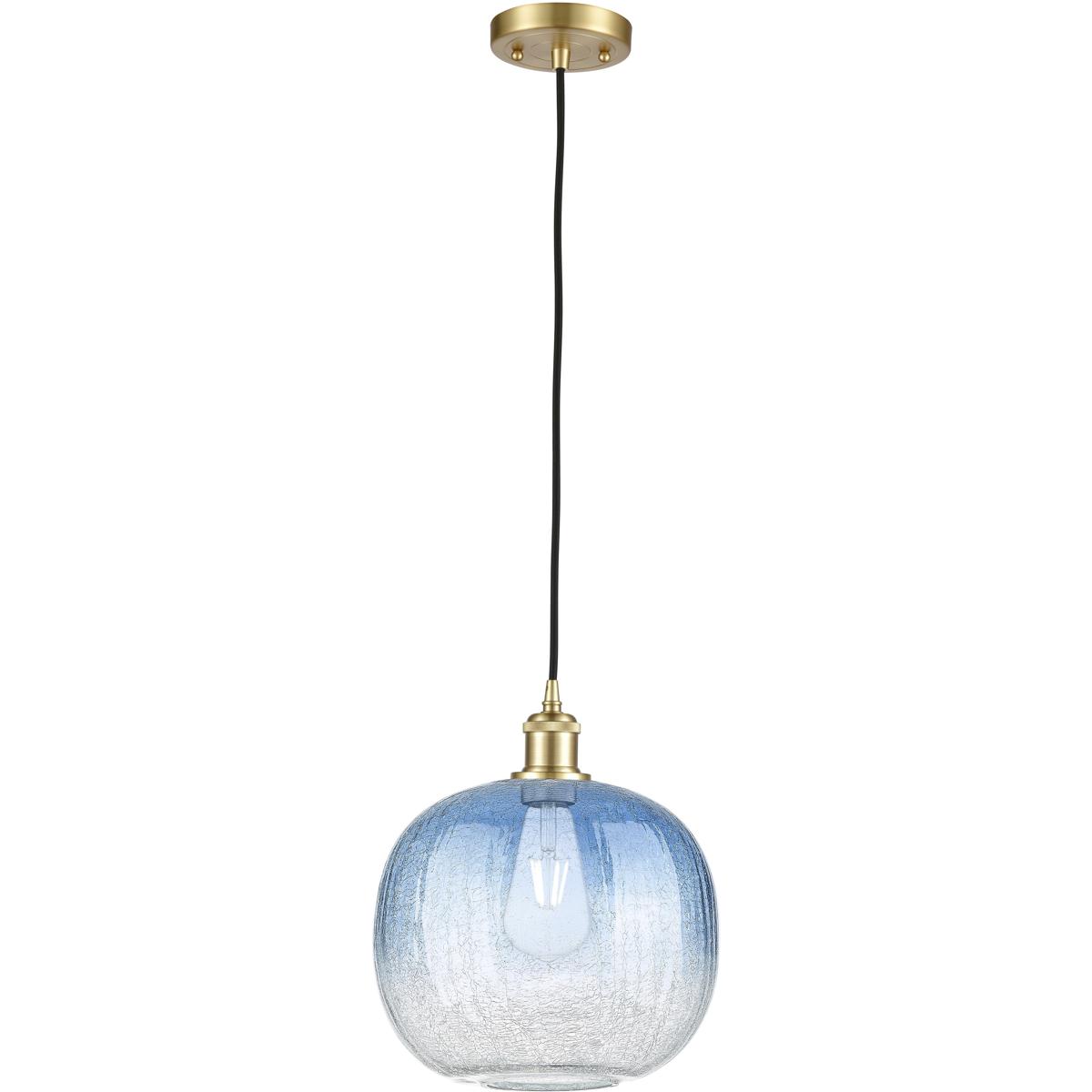Innovations Lighting 516-1P-SG-G481-10SB Ballston Brookhaven Sphere 1 Light 10.5 inch Satin Gold Mini Pendant Ceiling Light in Sapphire Blue Glass