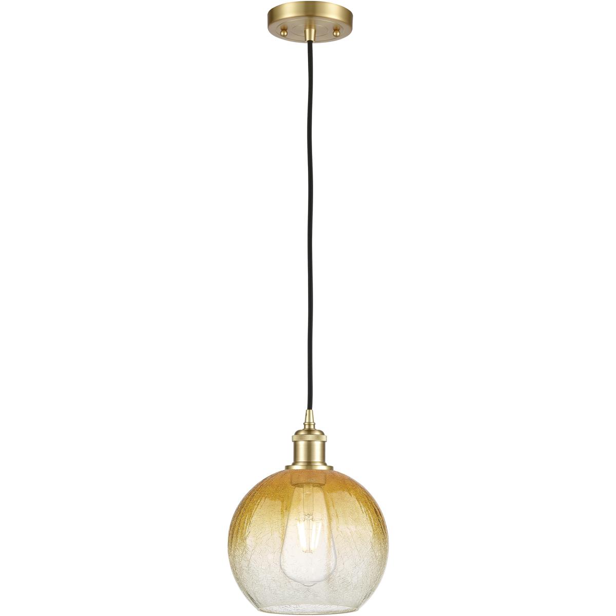 Innovations Lighting 516-1P-SG-G483-8AM Ballston Brookhaven Globe 1 Light 7.88 inch Satin Gold Mini Pendant Ceiling Light in Amber Glass