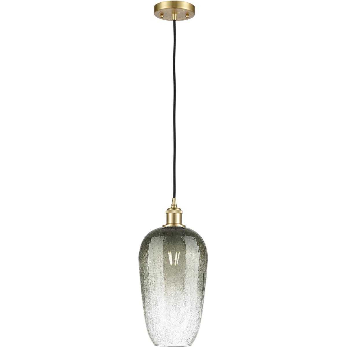 Innovations Lighting 516-1P-SG-G484-7SL Ballston Brookhaven Flute 1 Light 7 inch Satin Gold Mini Pendant Ceiling Light in Slate Glass