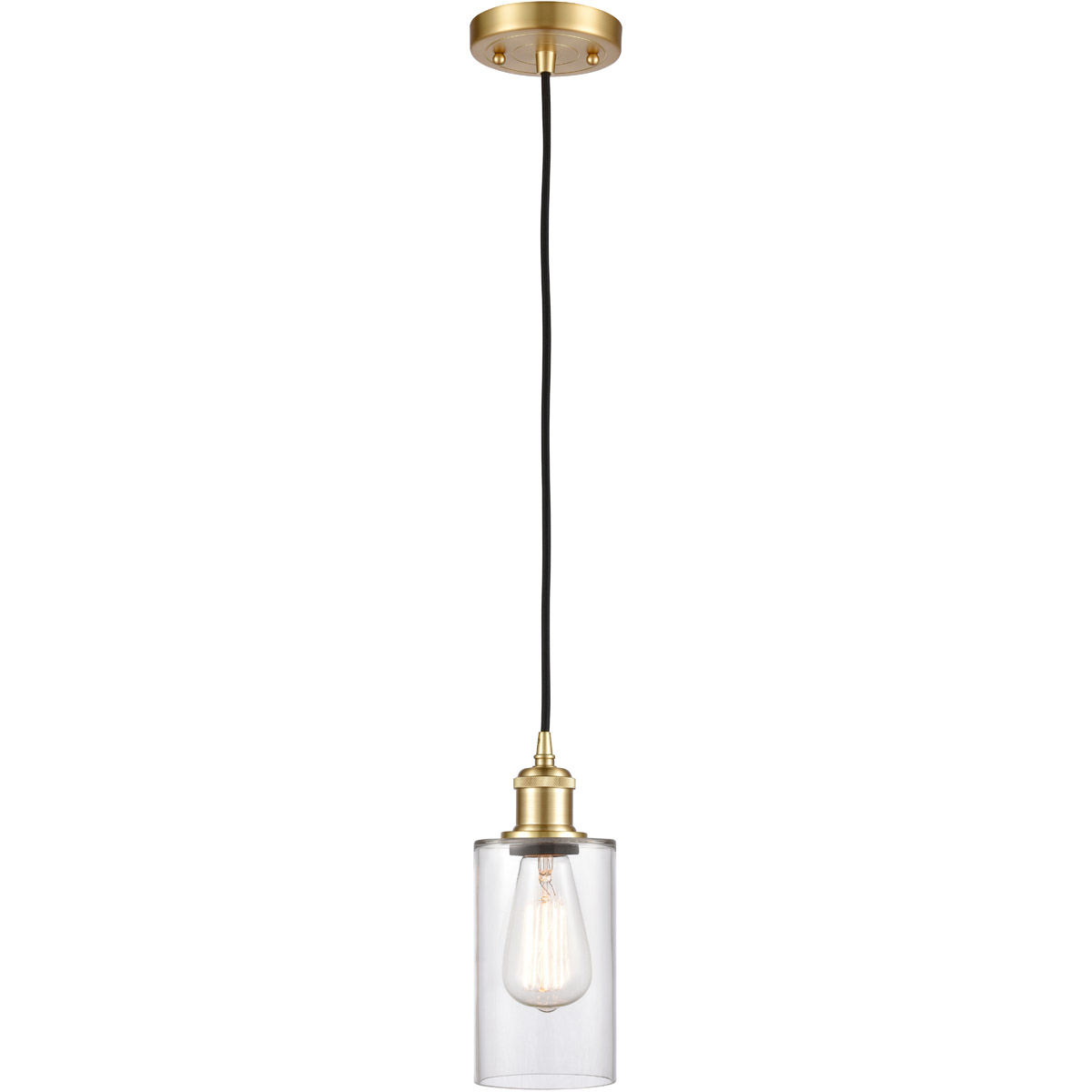 Innovations Lighting 516-1P-SG-G802 Ballston Clymer 1 Light 4 inch Satin Gold Mini Pendant Ceiling Light in Clear Glass, Ballston