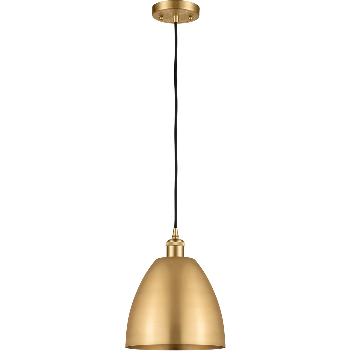Innovations Lighting 516-1P-WPC-MBD-9-RD-LED Ballston Plymouth Dome LED 9 inch White and Polished Chrome Mini Pendant Ceiling Light in Matte Red