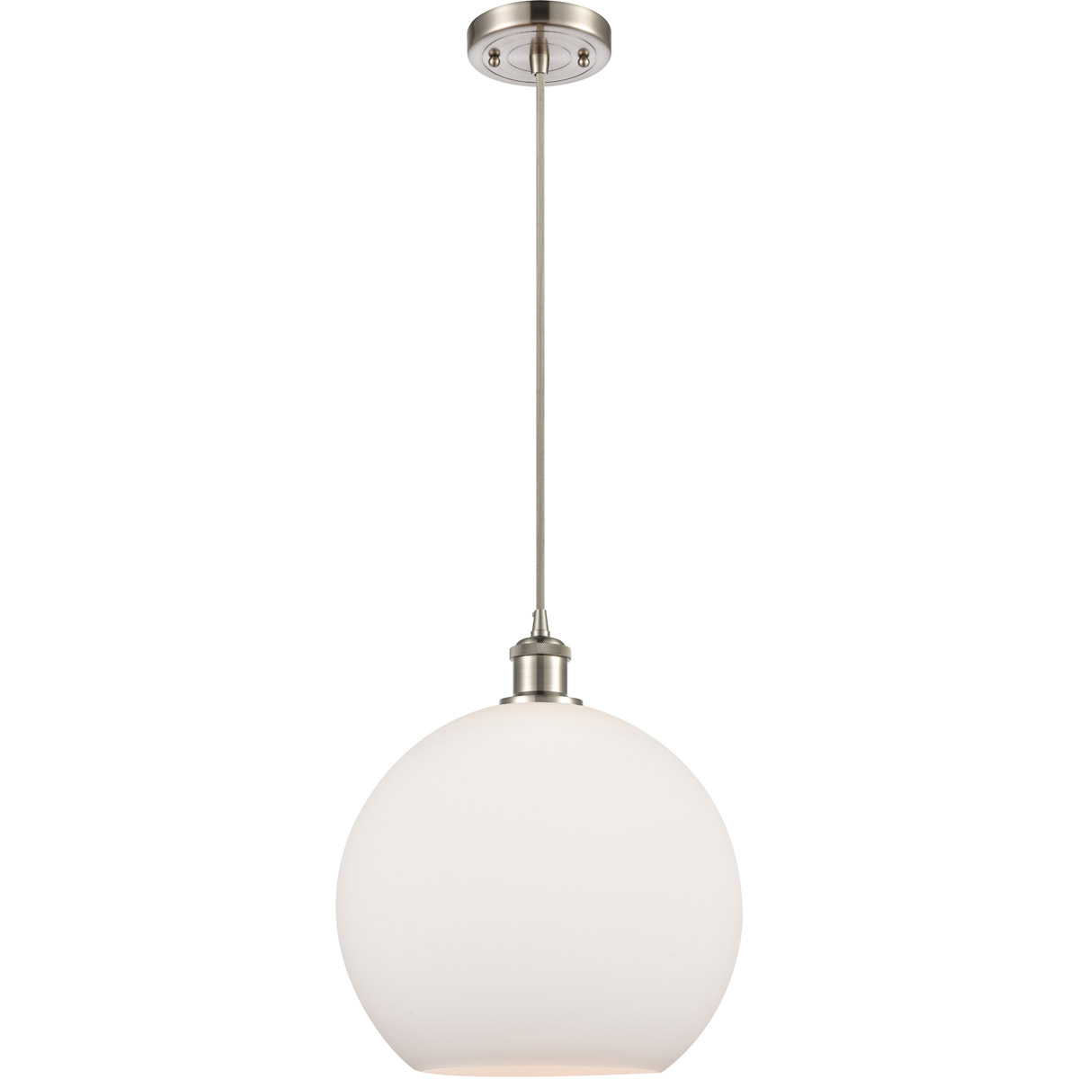 Innovations Lighting 516-1P-SN-G121-12-LED Ballston Athens LED 11.75 inch Brushed Satin Nickel Mini Pendant Ceiling Light in Matte White Glass, Silver