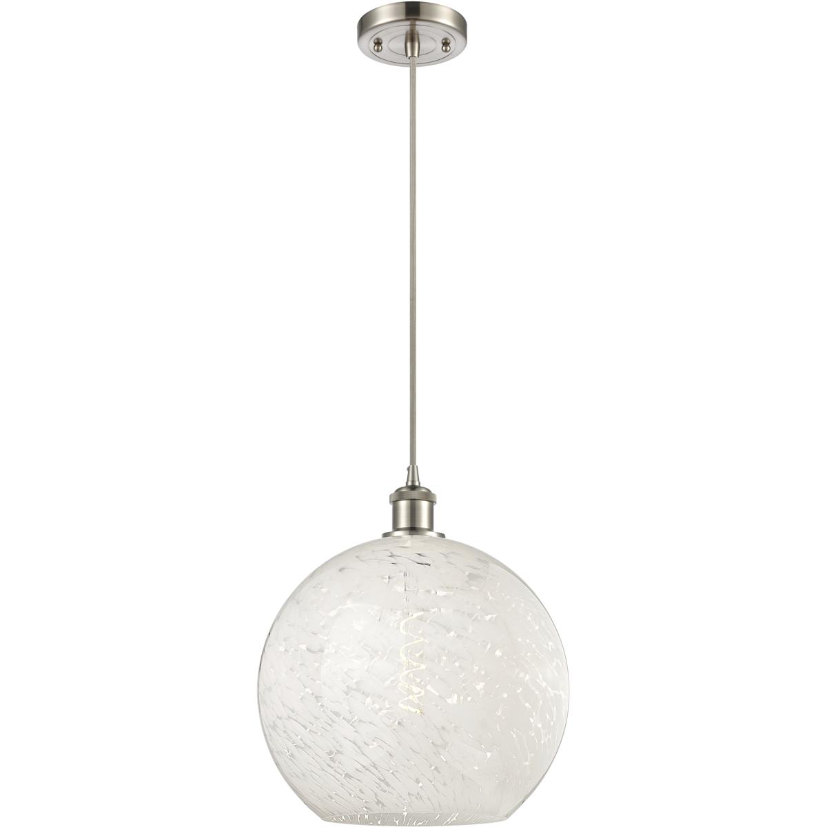 Innovations Lighting 516-1P-SN-G1216-12WM Ballston White Mouchette 1 Light 12 inch Brushed Satin Nickel Cord Hung Pendant Ceiling Light