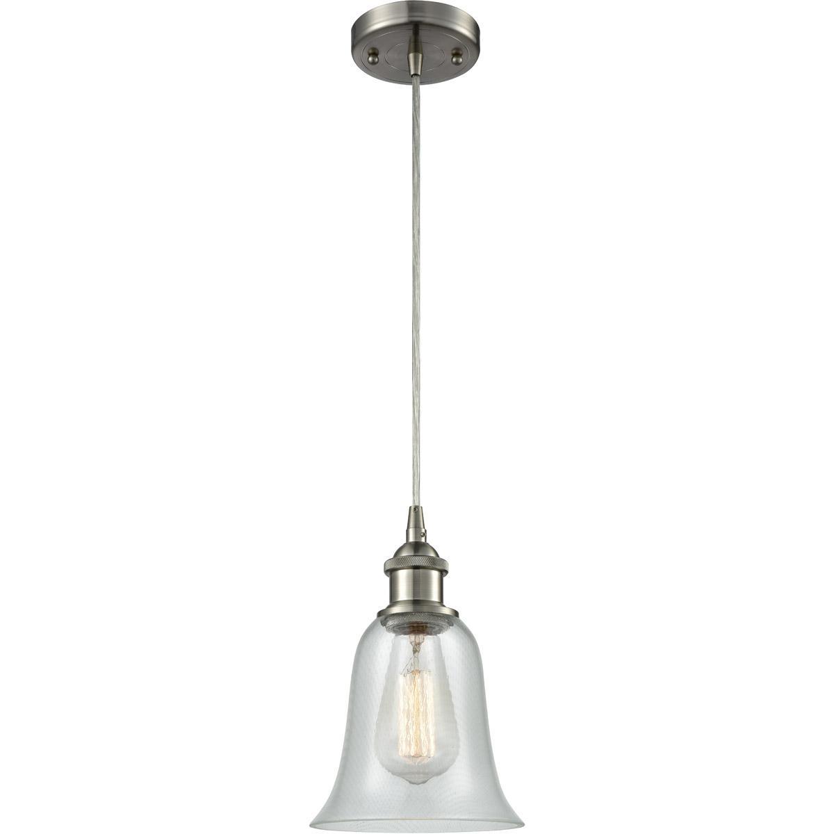 Innovations Lighting 516-1P-SN-G2812 Ballston Hanover 1 Light 6.25 inch Brushed Satin Nickel Mini Pendant Ceiling Light in Fishnet Glass, Silver, Ball