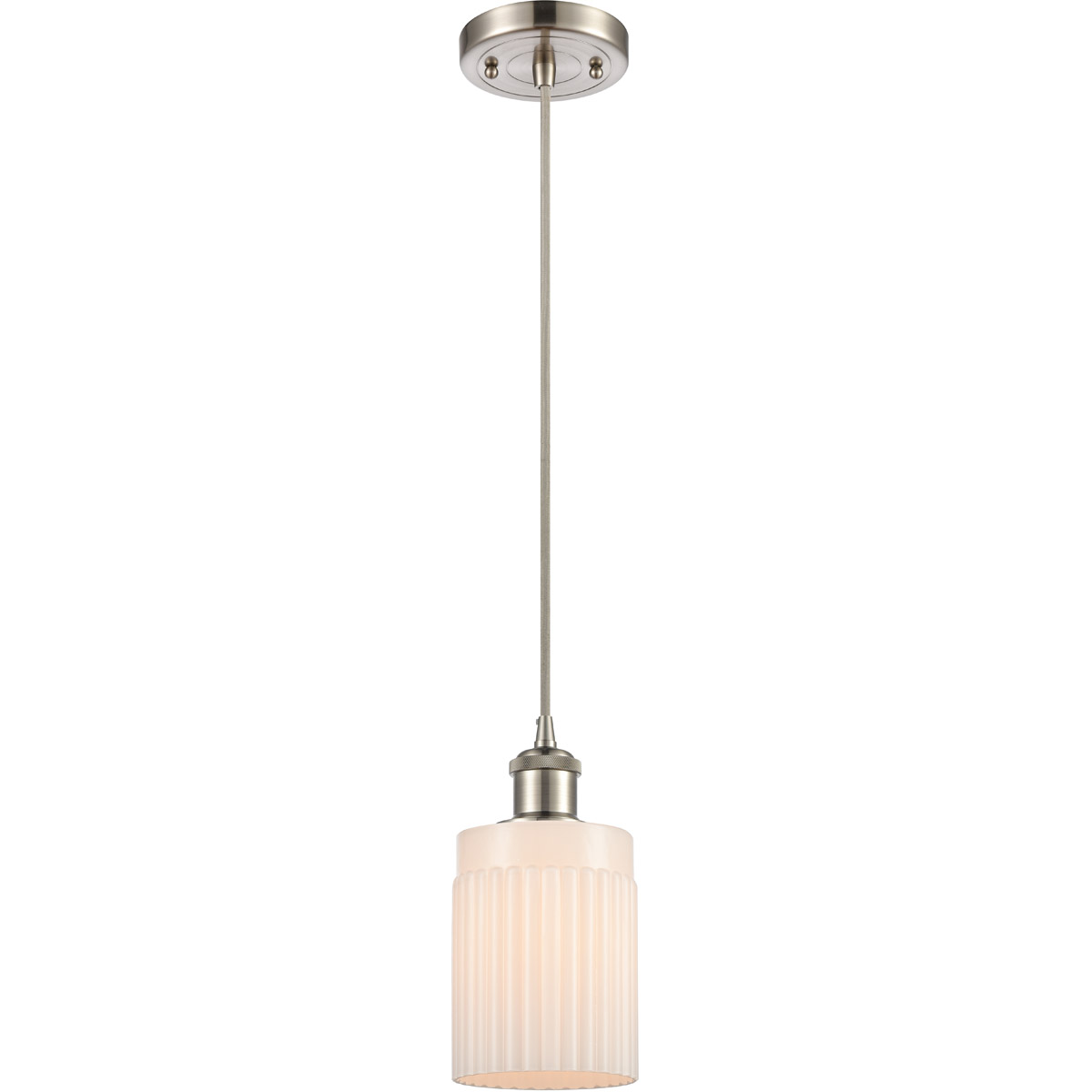 Innovations Lighting 516-1P-SN-G341 Ballston Hadley 1 Light 5 inch Brushed Satin Nickel Mini Pendant Ceiling Light in Matte White Glass, Ballston