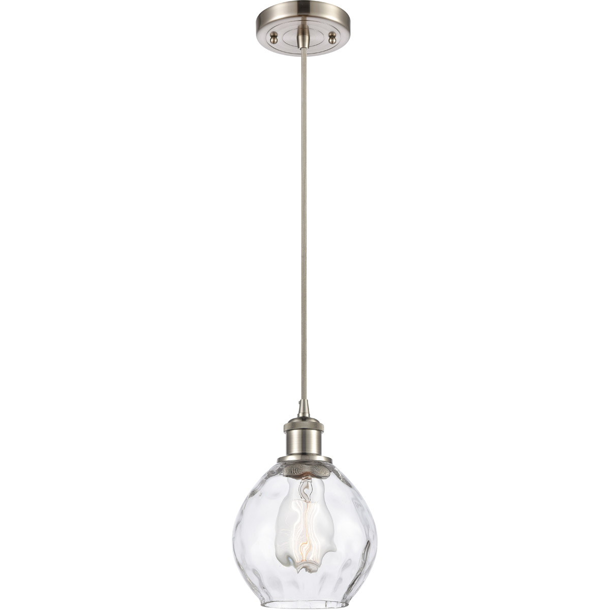 Innovations Lighting 516-1P-SN-G362-LED Ballston Small Waverly LED 6 inch Brushed Satin Nickel Mini Pendant Ceiling Light in Silver, Ballston