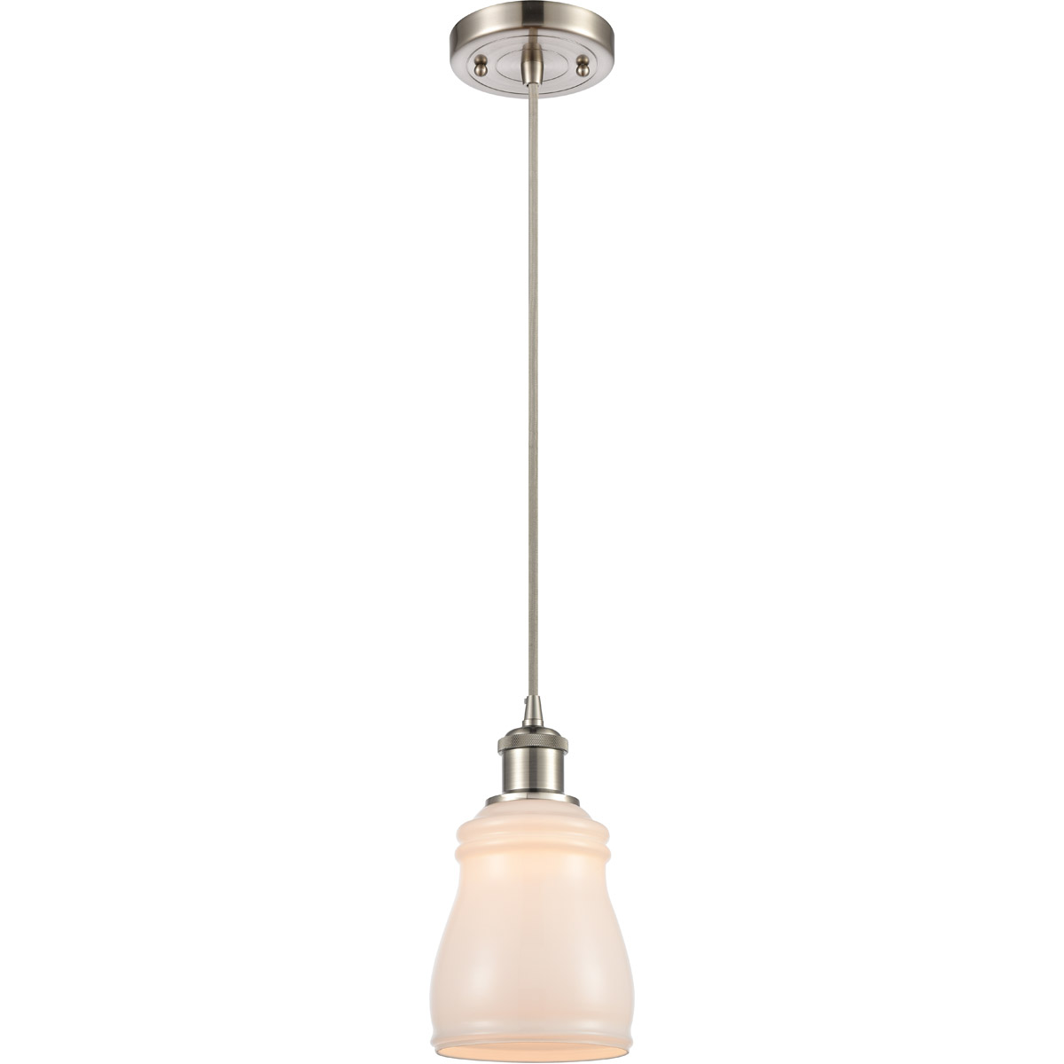 Innovations Lighting 516-1P-SN-G391 Ballston Ellery 1 Light 5 inch Brushed Satin Nickel Mini Pendant Ceiling Light in White Glass, Ballston