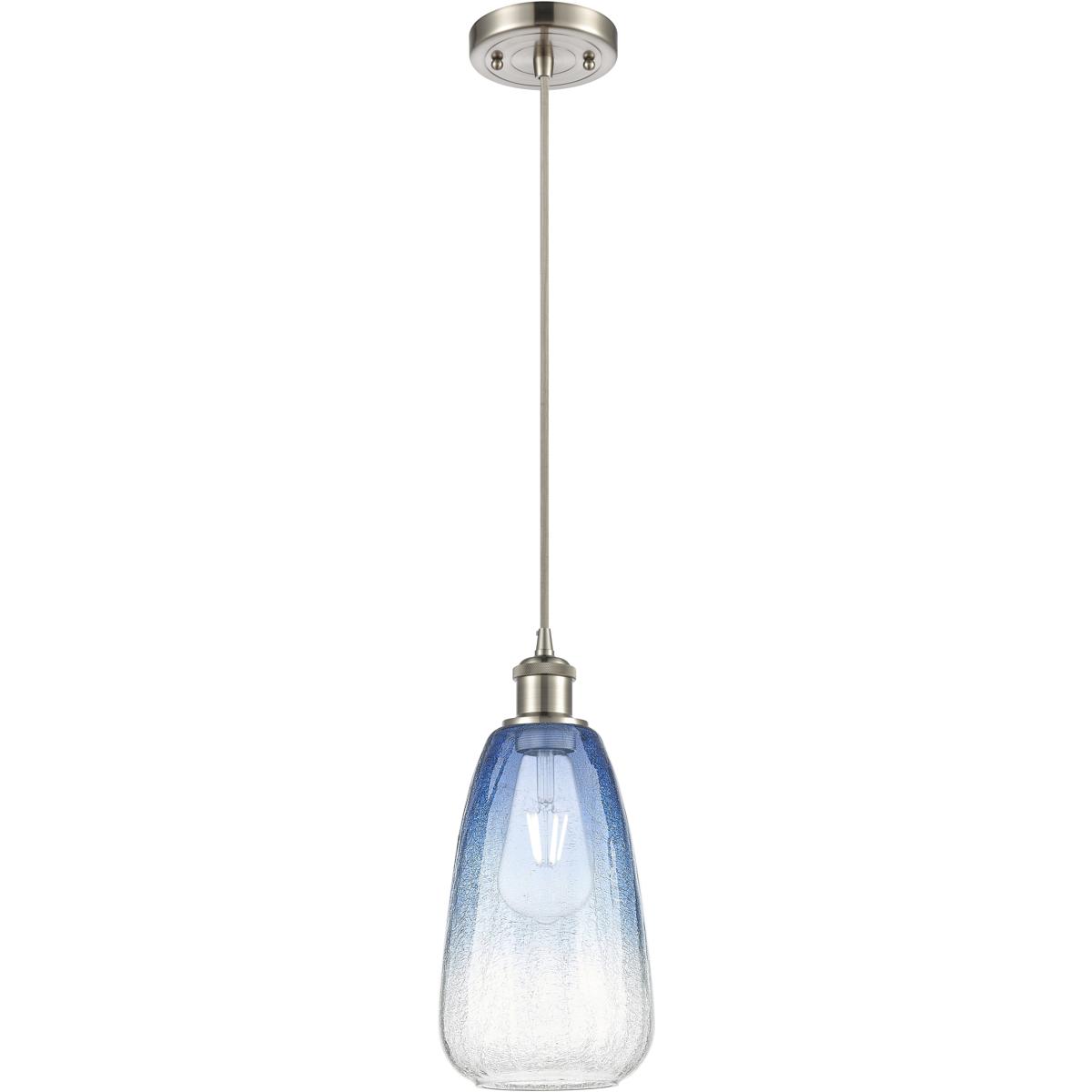 Innovations Lighting 516-1P-SN-G480-6SB Ballston Brookhaven Almond 1 Light 6 inch Brushed Satin Nickel Mini Pendant Ceiling Light in Sapphire Blue Gla