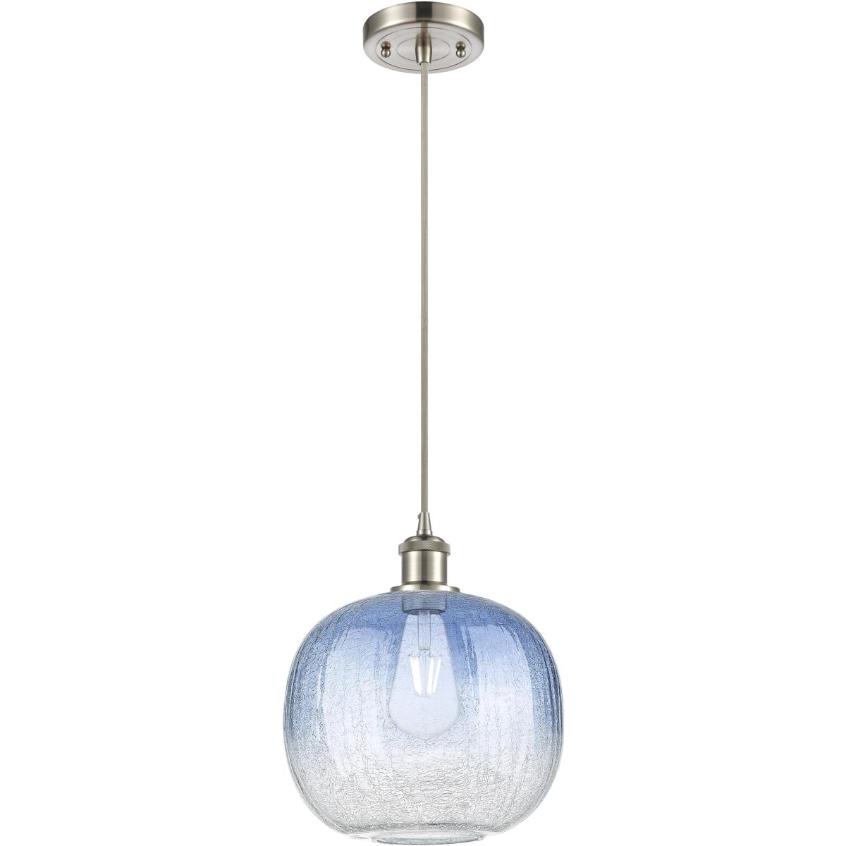 Innovations Lighting 516-1P-SN-G481-10SB Ballston Brookhaven Sphere 1 Light 10.5 inch Brushed Satin Nickel Mini Pendant Ceiling Light in Sapphire Blue