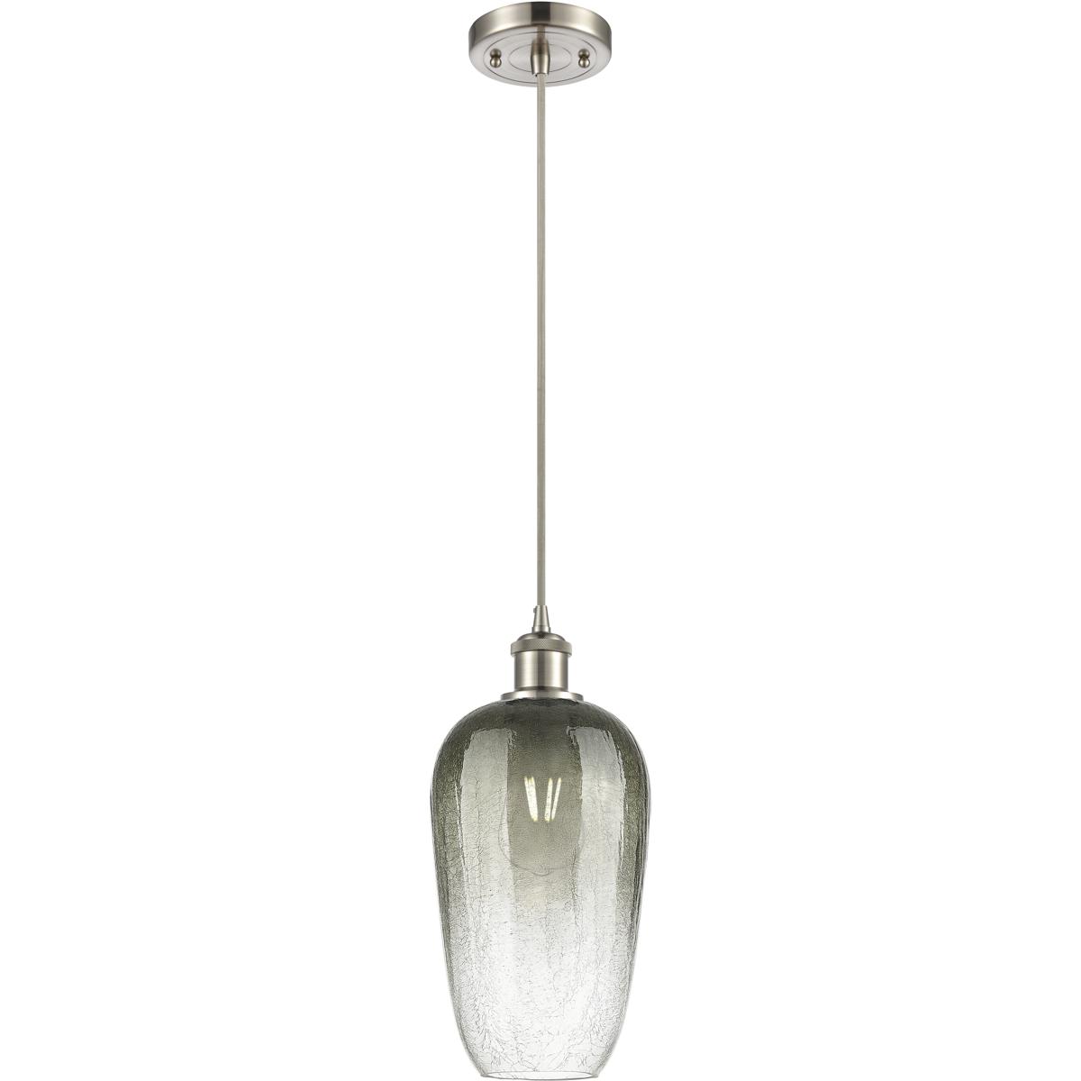 Innovations Lighting 516-1P-SN-G484-7SL Ballston Brookhaven Flute 1 Light 7 inch Brushed Satin Nickel Mini Pendant Ceiling Light in Slate Glass