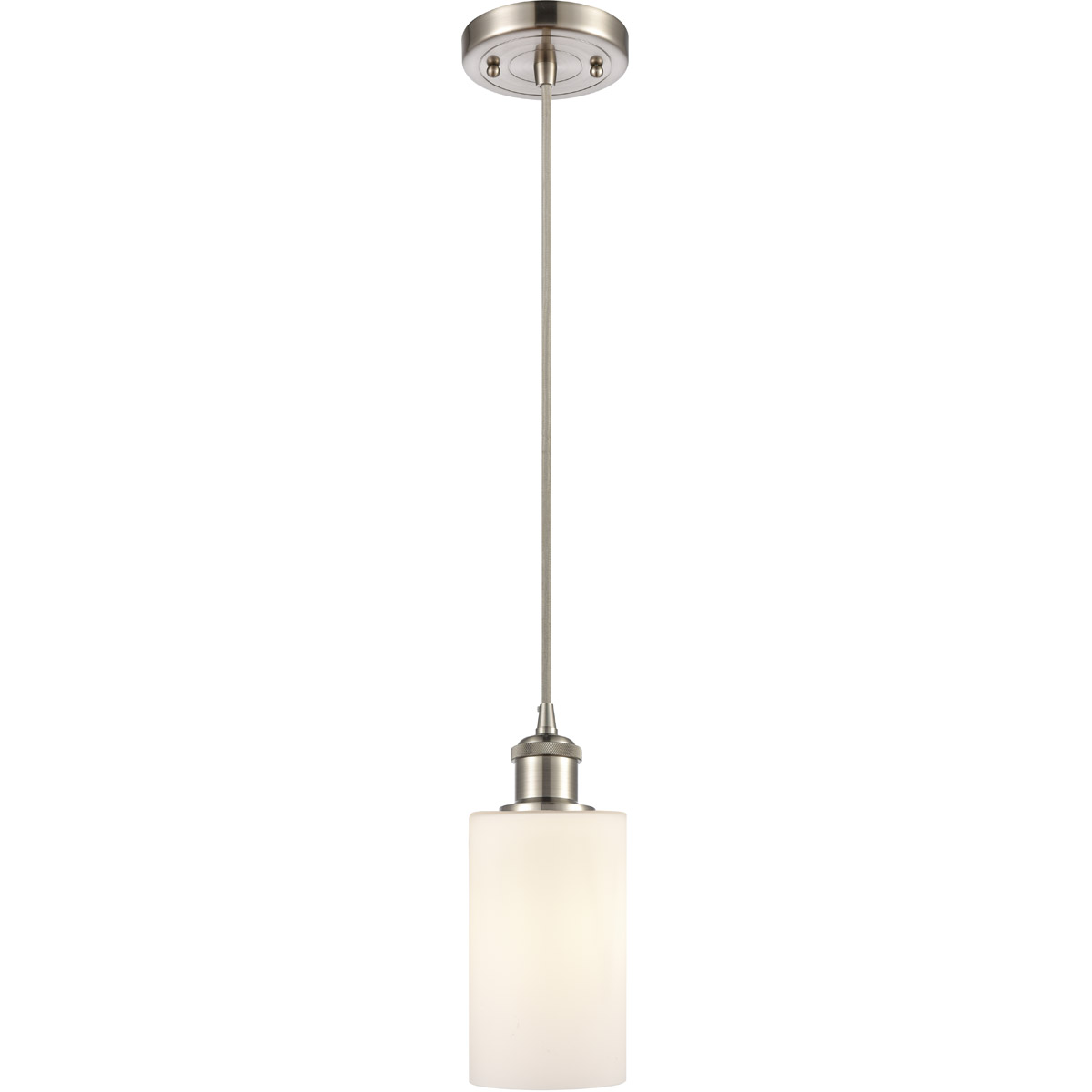 Innovations Lighting 516-1P-SN-G801 Ballston Clymer 1 Light 4 inch Brushed Satin Nickel Mini Pendant Ceiling Light in Matte White Glass, Ballston