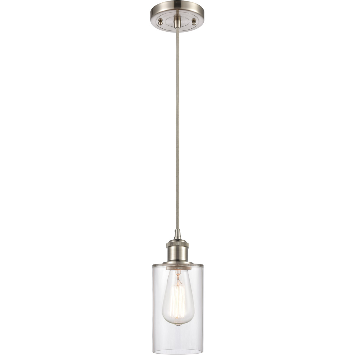 Innovations Lighting 516-1P-SN-G802 Ballston Clymer 1 Light 4 inch Brushed Satin Nickel Mini Pendant Ceiling Light in Clear Glass, Ballston