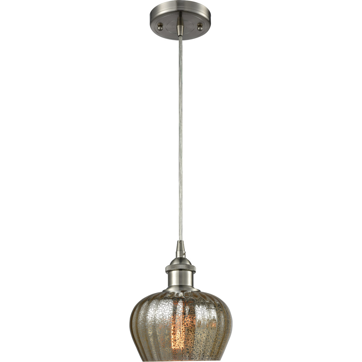 Innovations Lighting 516-1P-SN-G96 Ballston Fenton 1 Light 7 inch Brushed Satin Nickel Mini Pendant Ceiling Light in Mercury Glass, Ballston