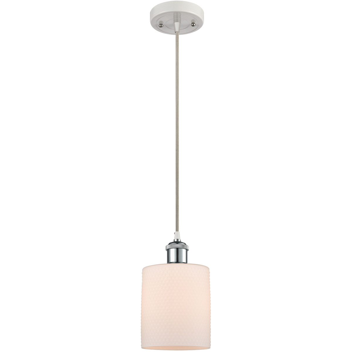 Innovations Lighting 516-1P-WPC-G111 Ballston Cobbleskill 1 Light 5 inch White and Polished Chrome Mini Pendant Ceiling Light in Matte White Glass, Ba
