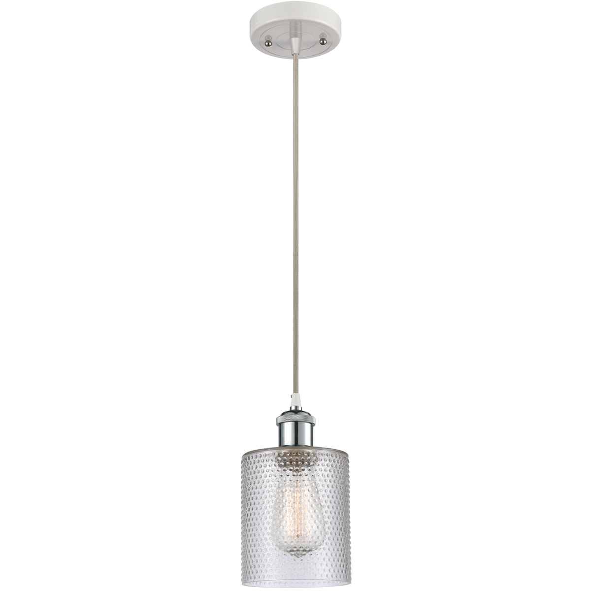 Innovations Lighting 516-1P-WPC-G112 Ballston Cobbleskill 1 Light 5 inch White and Polished Chrome Mini Pendant Ceiling Light in Clear Glass, Ballston