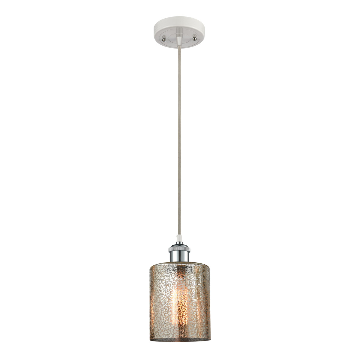 Innovations Lighting 516-1P-WPC-G116 Ballston Cobbleskill 1 Light 5 inch White and Polished Chrome Mini Pendant Ceiling Light in Mercury Glass, Ballst