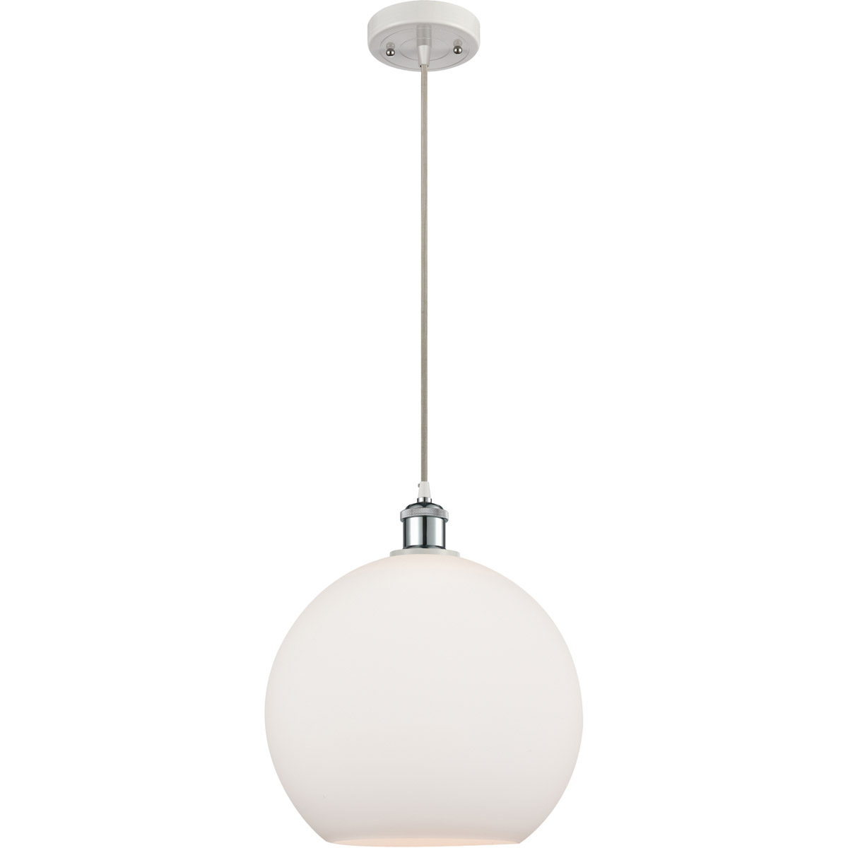 Innovations Lighting 516-1P-WPC-G121-12 Ballston Athens 1 Light 12 inch White and Polished Chrome Mini Pendant Ceiling Light in Matte White Glass