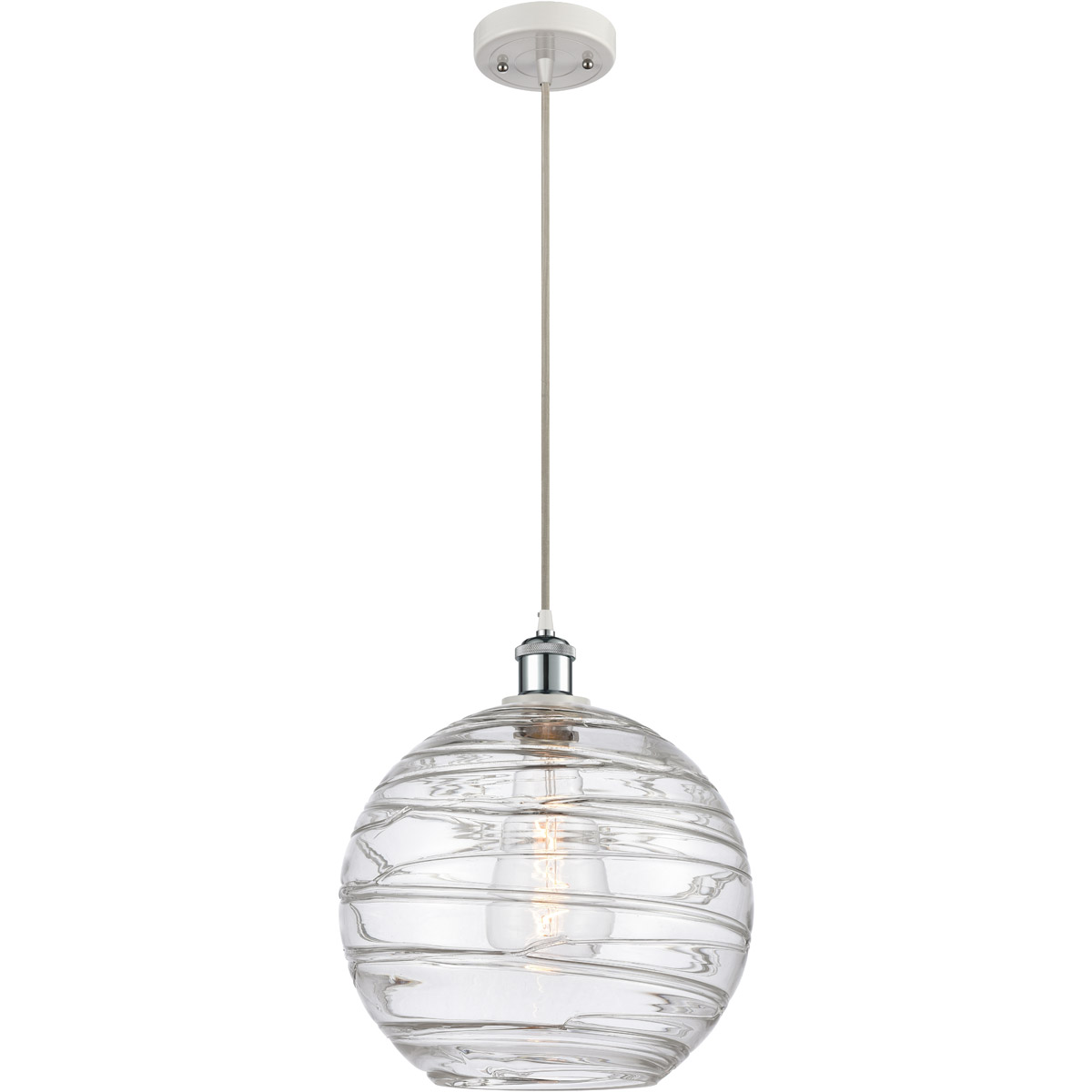 Innovations Lighting 516-1P-WPC-G1213-12-LED Ballston X-Large Deco Swirl LED 12 inch White and Polished Chrome Mini Pendant Ceiling Light in Silver, B