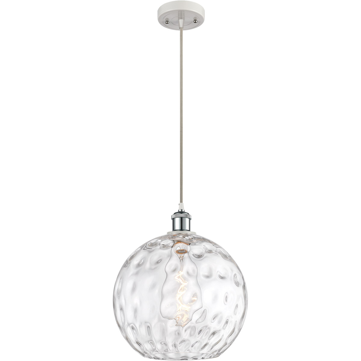 Innovations Lighting 516-1P-WPC-G1215-12-LED Ballston Athens Water Glass LED 12 inch White and Polished Chrome Mini Pendant Ceiling Light