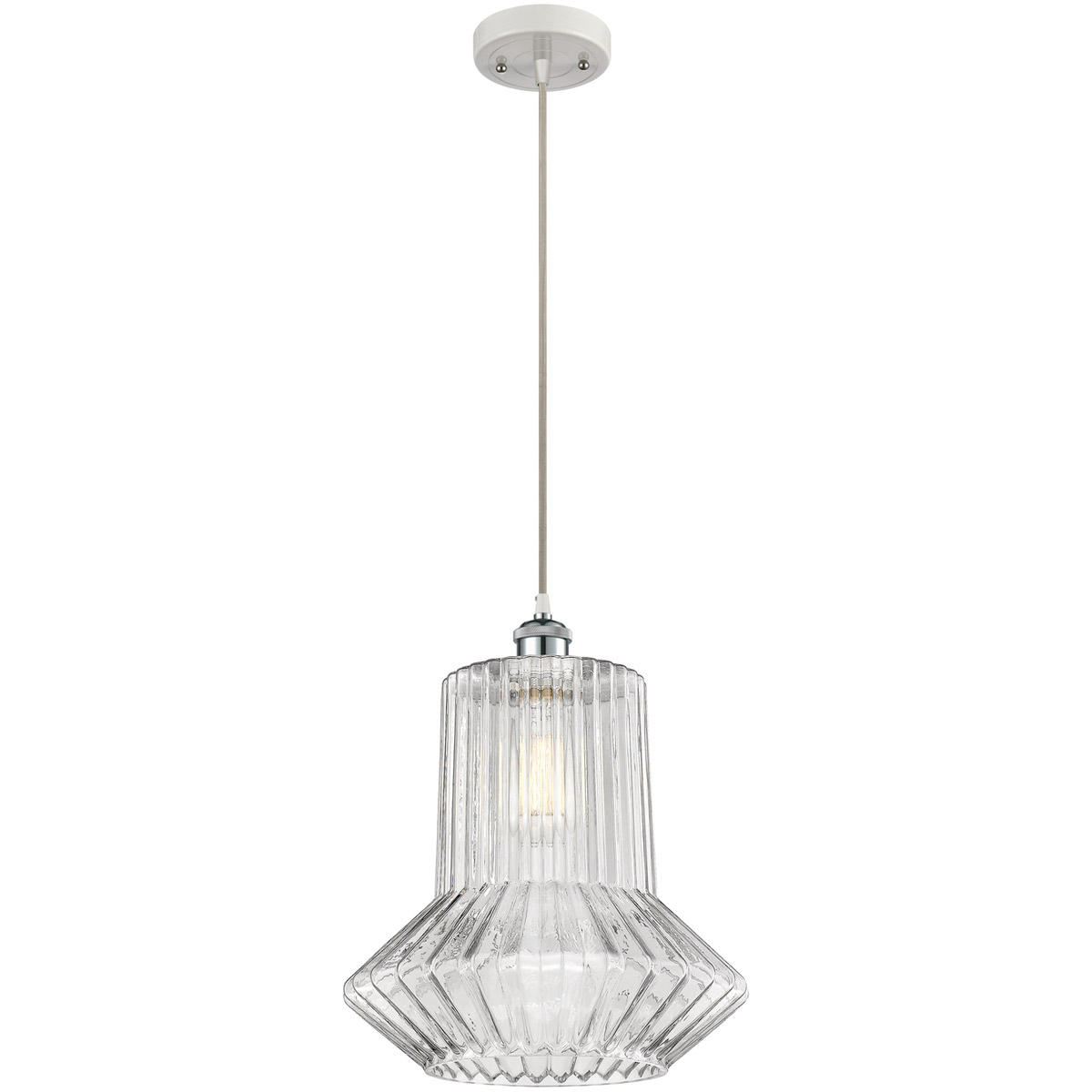 Innovations Lighting 516-1P-WPC-G212-LED Ballston Springwater LED 12 inch White and Polished Chrome Pendant Ceiling Light, Ballston