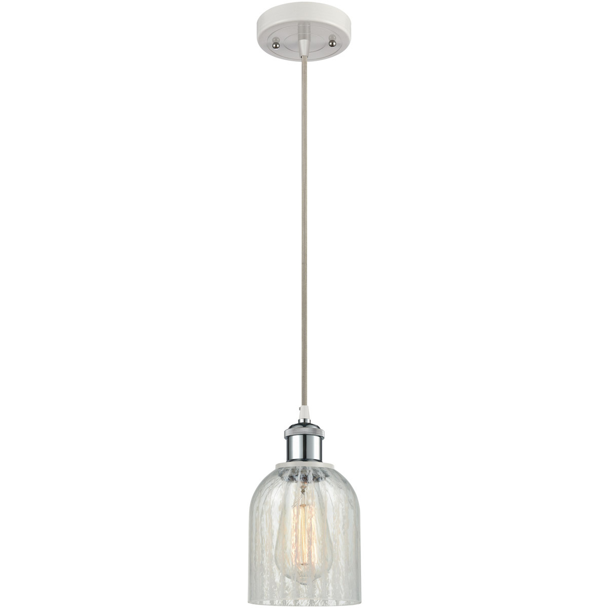 Innovations Lighting 516-1P-WPC-G2511 Ballston Caledonia 1 Light 5 inch White and Polished Chrome Mini Pendant Ceiling Light in Mouchette Glass, Balls