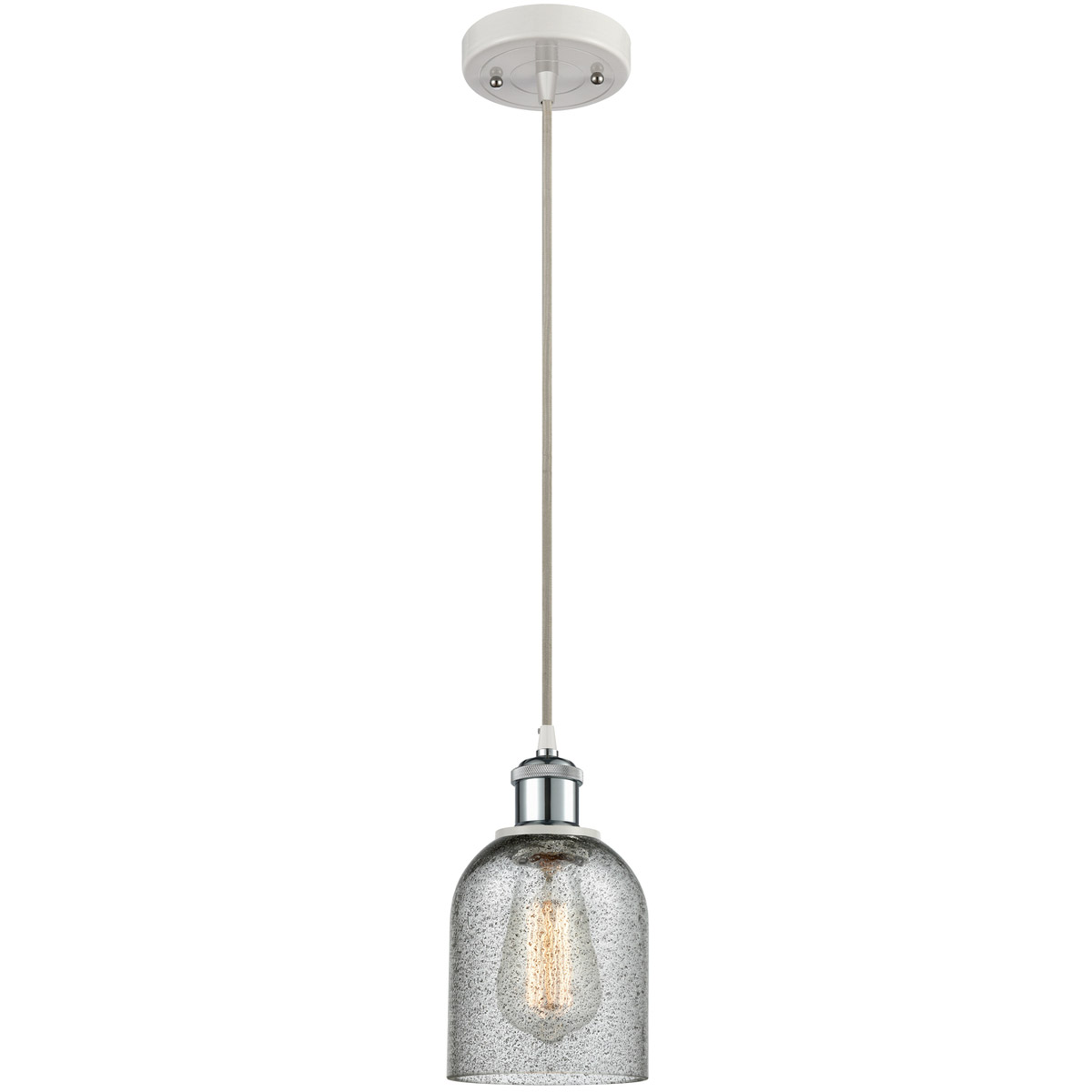 Innovations Lighting 516-1P-WPC-G257 Ballston Caledonia 1 Light 5 inch White and Polished Chrome Mini Pendant Ceiling Light in Charcoal Glass, Ballsto
