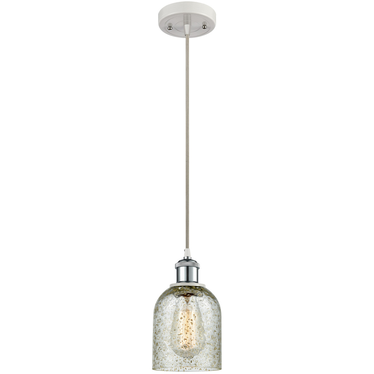 Innovations Lighting 516-1P-WPC-G259 Ballston Caledonia 1 Light 5 inch White and Polished Chrome Mini Pendant Ceiling Light in Mica Glass, Ballston