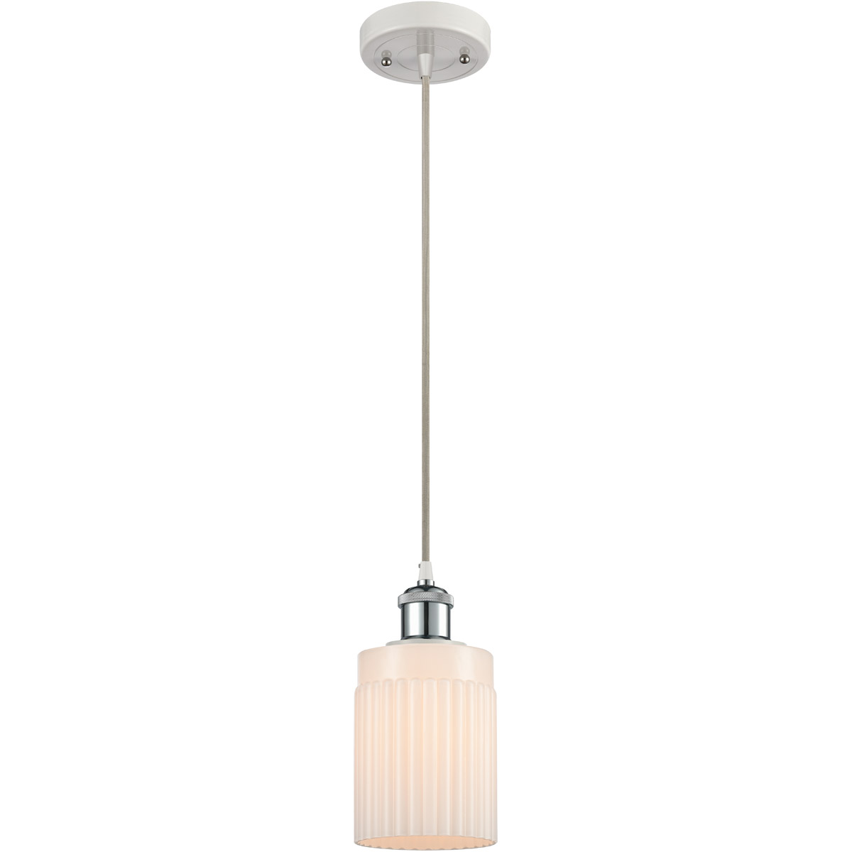 Innovations Lighting 516-1P-WPC-G341 Ballston Hadley 1 Light 5 inch White and Polished Chrome Mini Pendant Ceiling Light in Matte White Glass, Ballsto