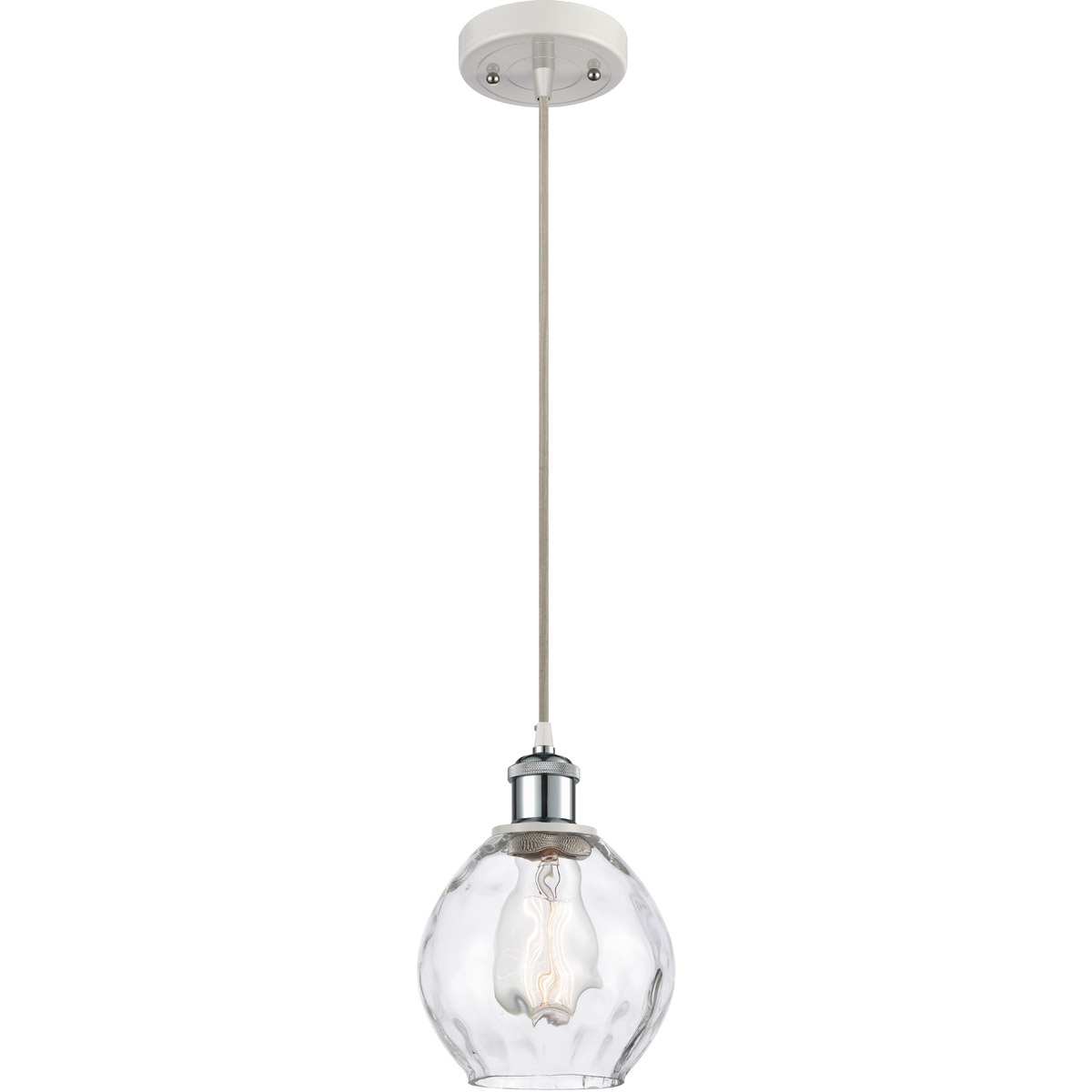 Innovations Lighting 516-1P-WPC-G362-LED Ballston Small Waverly LED 6 inch White and Polished Chrome Mini Pendant Ceiling Light, Ballston