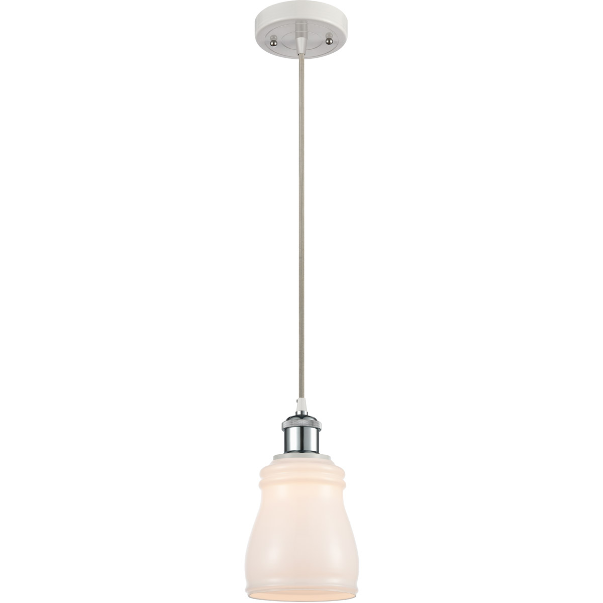 Innovations Lighting 516-1P-WPC-G391 Ballston Ellery 1 Light 5 inch White and Polished Chrome Mini Pendant Ceiling Light in White Glass, Ballston