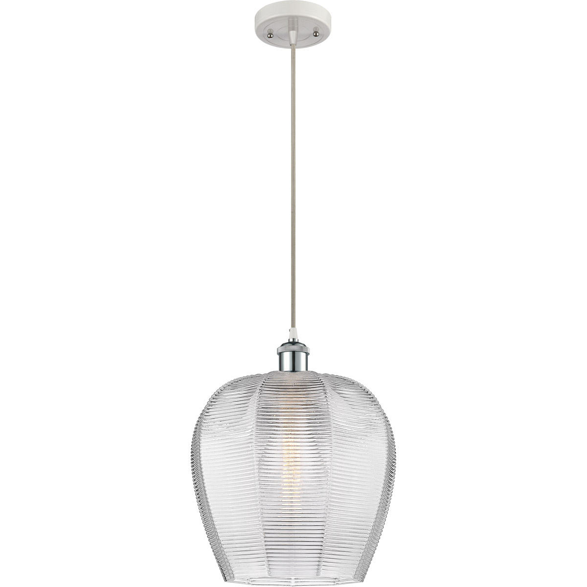 Innovations Lighting 516-1P-WPC-G462-12-LED Ballston Norfolk LED 12 inch White and Polished Chrome Mini Pendant Ceiling Light in Clear Glass