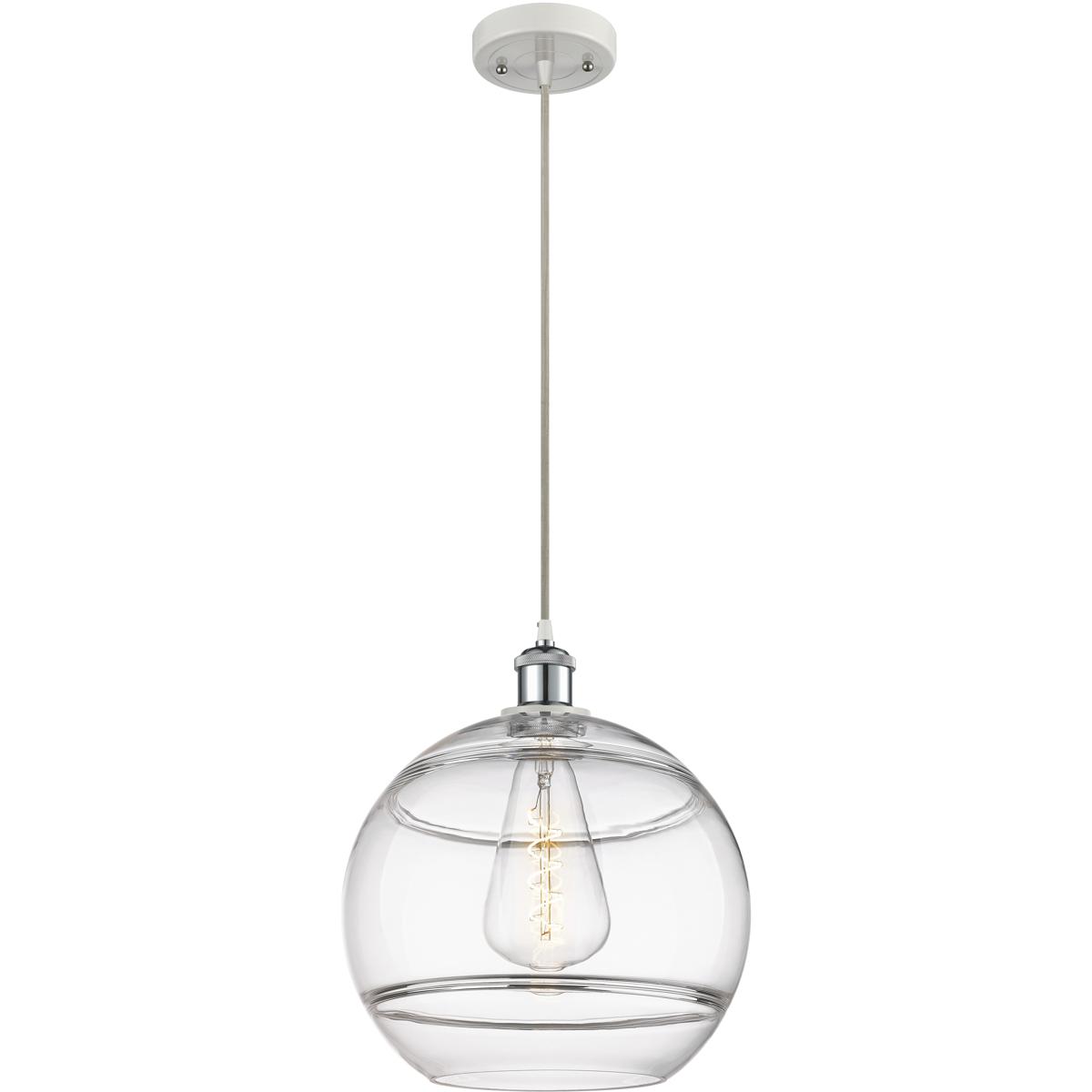 Innovations Lighting 516-1P-WPC-G556-12CL Ballston Rochester 1 Light 12 inch White Polished Chrome Cord Hung Mini Pendant Ceiling Light