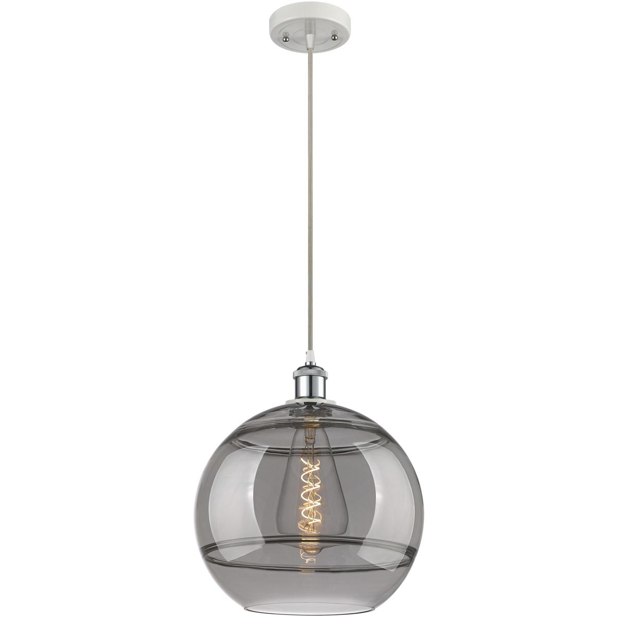 Innovations Lighting 516-1P-WPC-G556-12SM Ballston Rochester 1 Light 12 inch White Polished Chrome Cord Hung Mini Pendant Ceiling Light