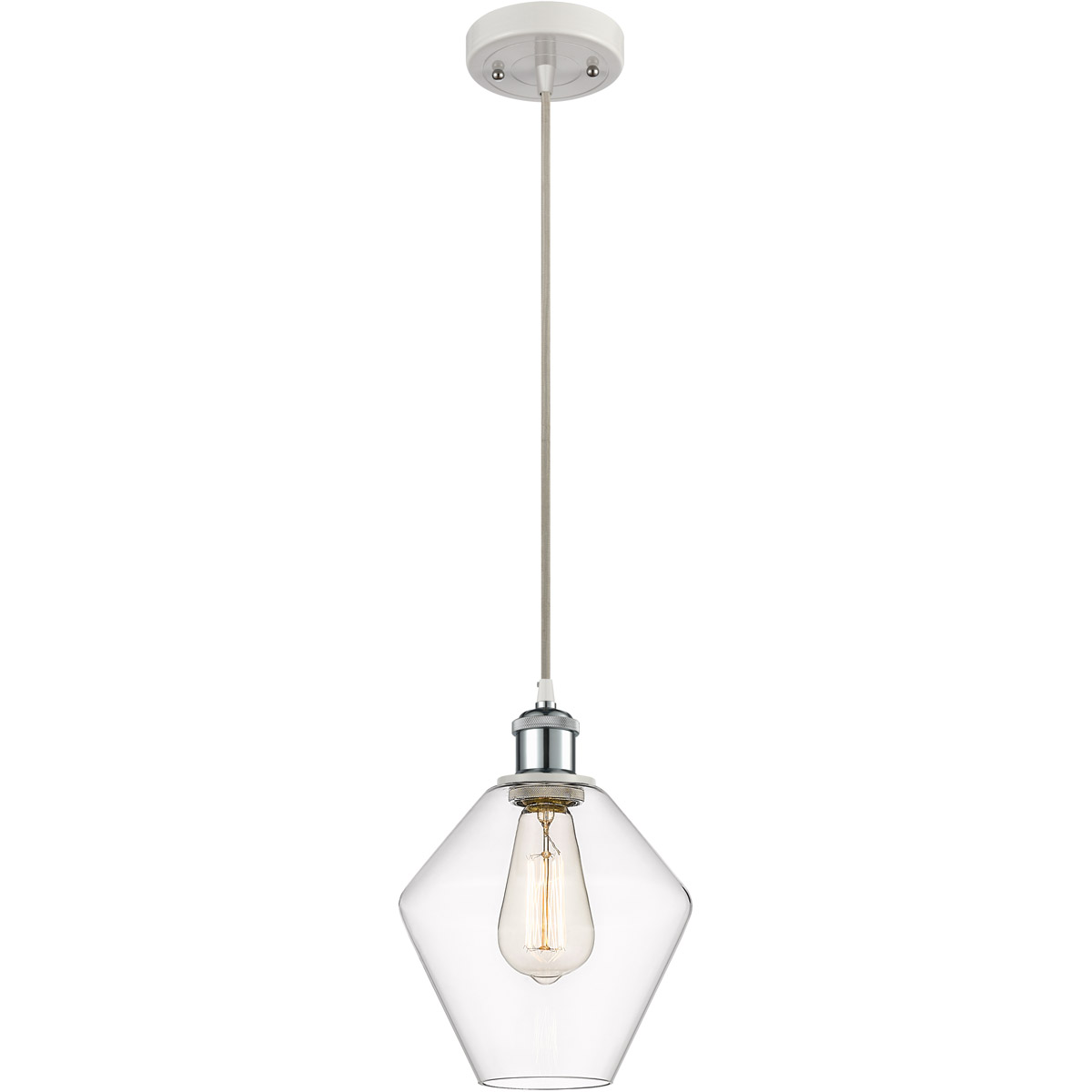 Innovations Lighting 516-1P-WPC-G652-8 Ballston Cindyrella 1 Light 8 inch White and Polished Chrome Mini Pendant Ceiling Light