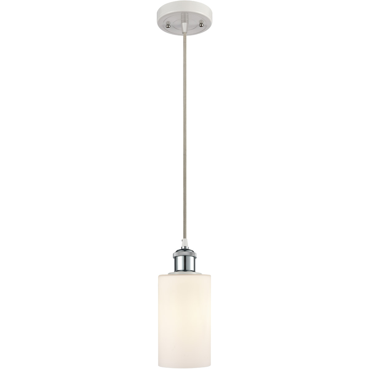 Innovations Lighting 516-1P-WPC-G801 Ballston Clymer 1 Light 4 inch White and Polished Chrome Mini Pendant Ceiling Light in Matte White Glass, Ballsto