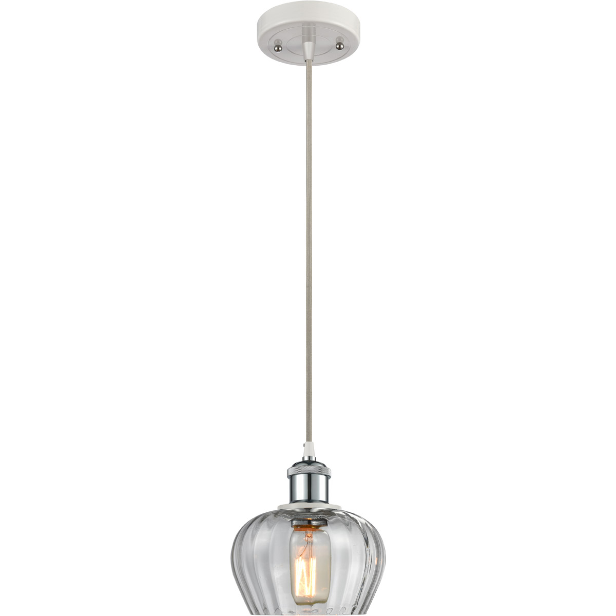 Innovations Lighting 516-1P-WPC-G92-LED Ballston Fenton LED 7 inch White and Polished Chrome Mini Pendant Ceiling Light in Clear Glass, Ballston