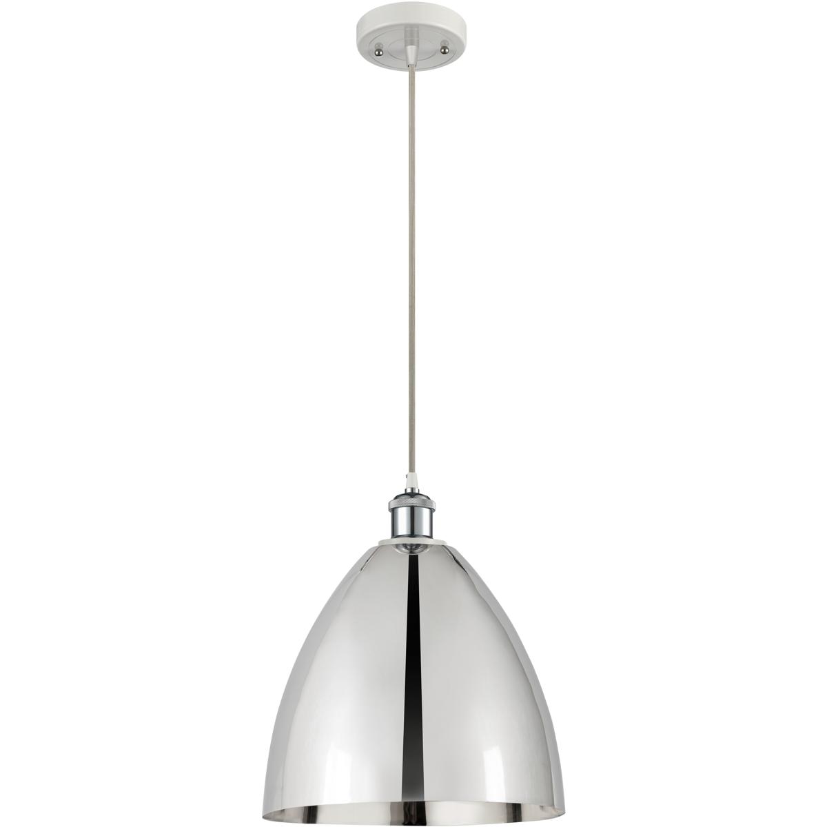 Innovations Lighting 516-1P-WPC-MBD-12-PC-LED Ballston Dome LED 12 inch White and Polished Chrome Mini Pendant Ceiling Light