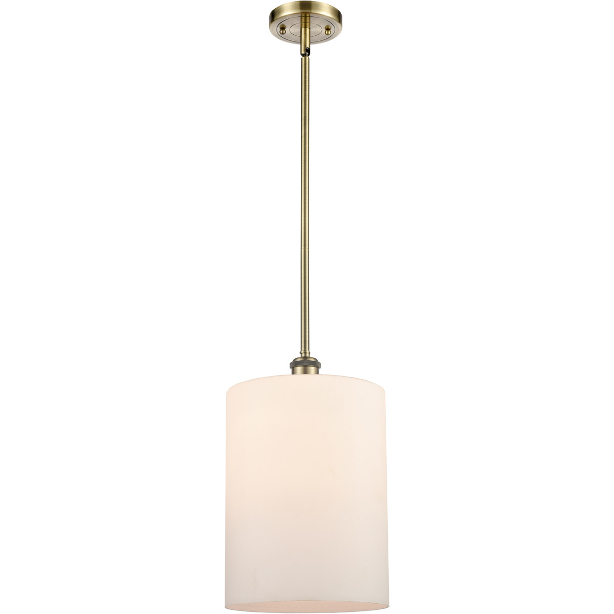 Innovations Lighting 516-1S-AB-G111-L-LED Ballston Large Cobbleskill LED 9 inch Antique Brass Pendant Ceiling Light in Matte White Glass, Ballston