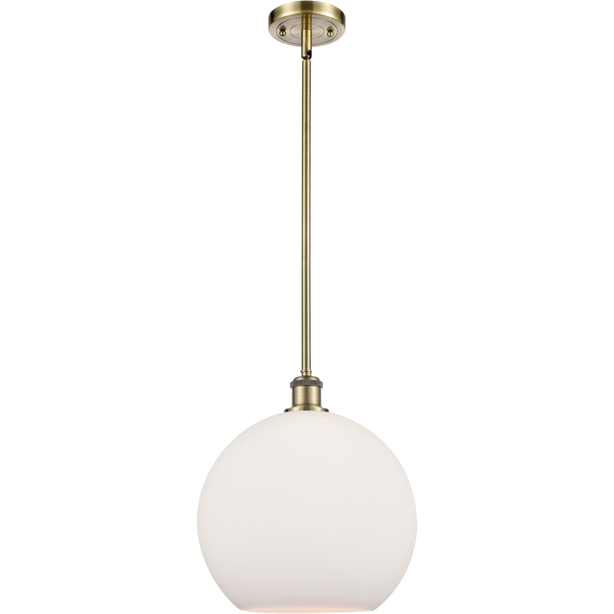 Innovations Lighting 516-1S-AB-G121-12-LED Ballston Athens LED 11.75 inch Antique Brass Mini Pendant Ceiling Light in Matte White Glass