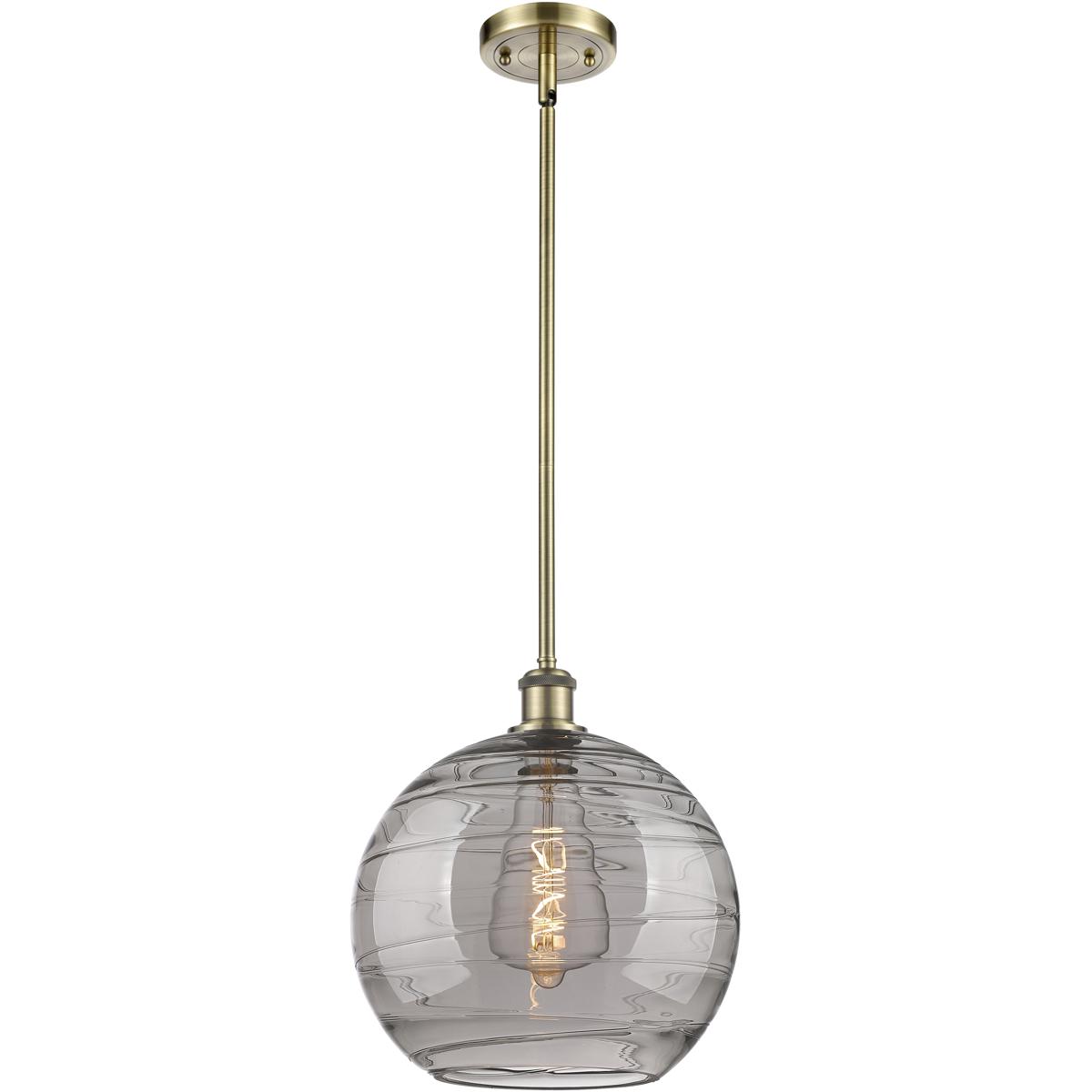 Innovations Lighting 516-1S-AB-G1213-12SM Ballston Athens Deco Swirl 1 Light 12 inch Antique Brass Stem Hung Mini Pendant Ceiling Light