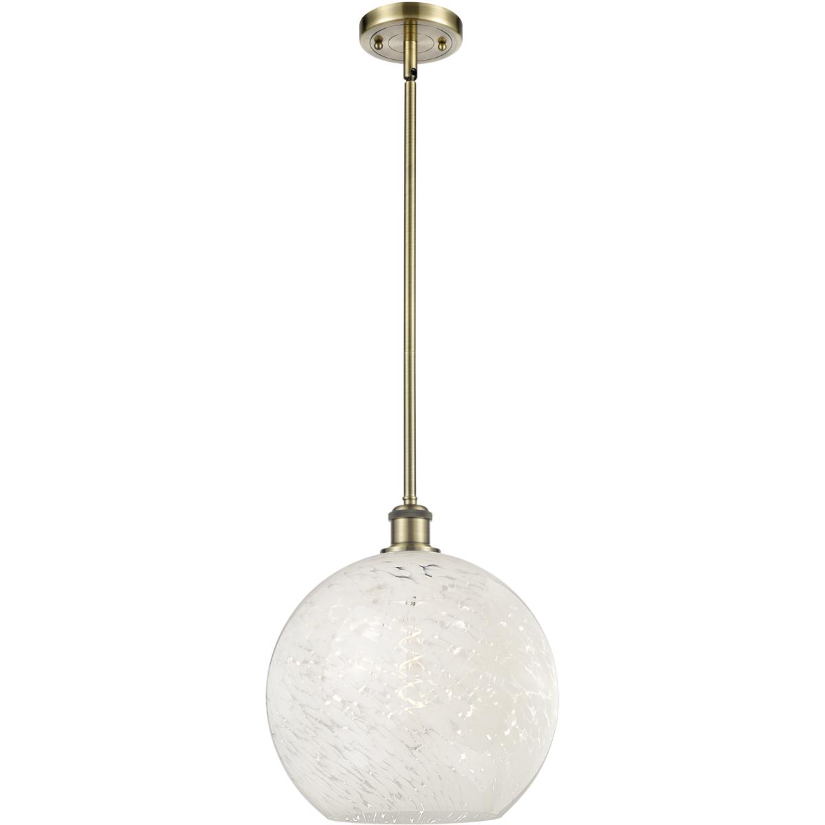 Innovations Lighting 516-1S-AB-G1216-12WM Ballston White Mouchette 1 Light 12 inch Antique Brass Stem Hung Pendant Ceiling Light