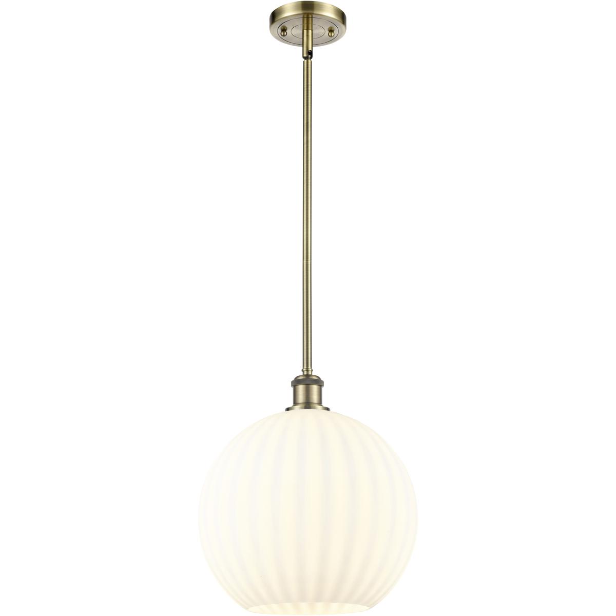Innovations Lighting 516-1S-AB-G1217-12WV Ballston White Venetian 1 Light 12 inch Antique Brass Stem Hung Pendant Ceiling Light