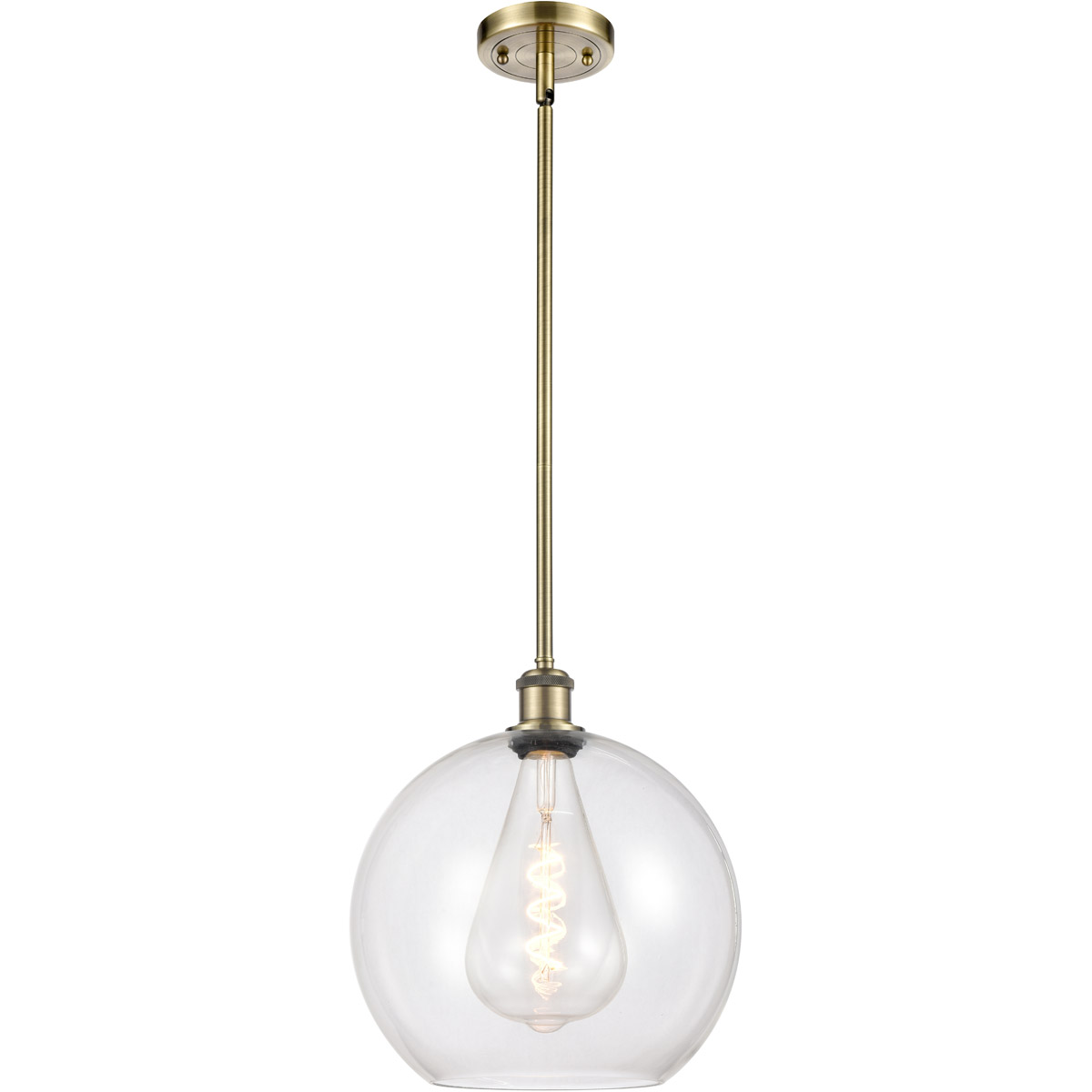 Innovations Lighting 516-1S-AB-G122-12-LED Ballston Athens LED 11.75 inch Antique Brass Mini Pendant Ceiling Light in Clear Glass