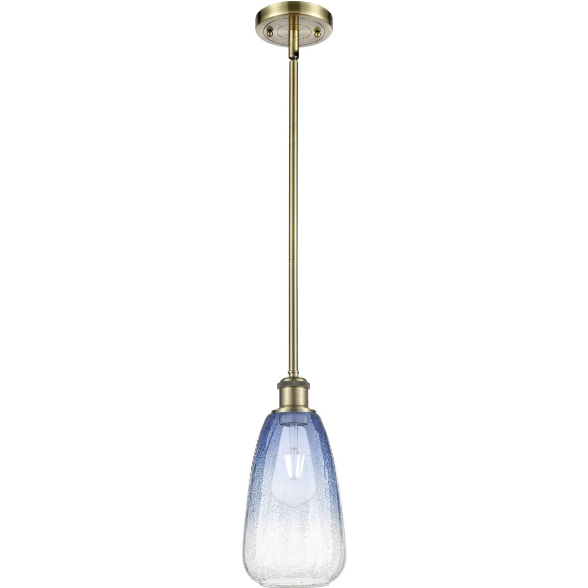 Innovations Lighting 516-1S-AB-G480-6SB Ballston Brookhaven Almond 1 Light 6 inch Antique Brass Mini Pendant Ceiling Light in Sapphire Blue Glass