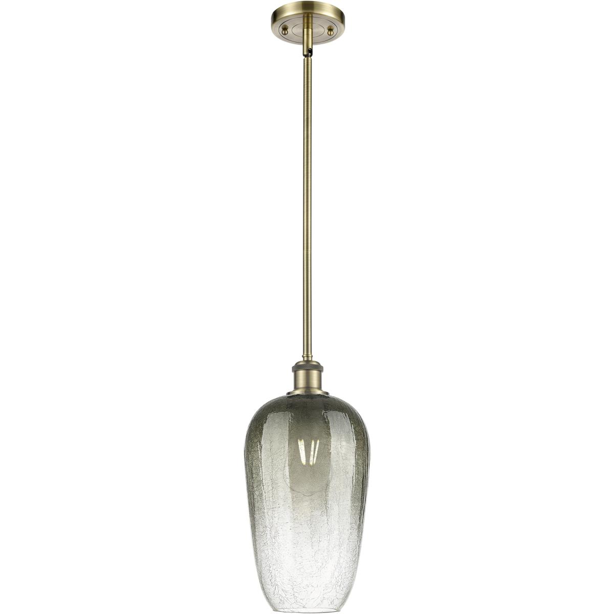 Innovations Lighting 516-1S-AB-G484-7SL Ballston Brookhaven Flute 1 Light 7 inch Antique Brass Mini Pendant Ceiling Light in Slate Glass