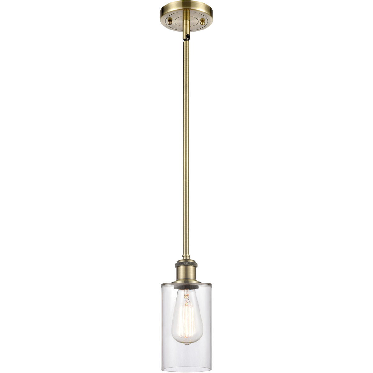 Innovations Lighting 516-1S-AB-G802-LED Ballston Clymer LED 3.88 inch Antique Brass Pendant Ceiling Light in Clear Glass, Ballston