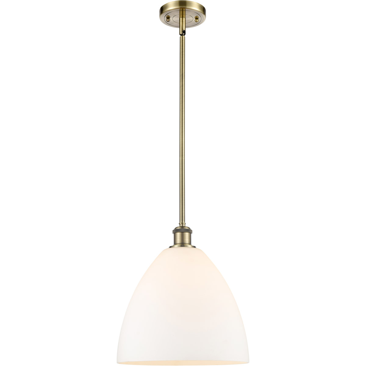 Innovations Lighting 516-1S-AB-GBD-121-LED Ballston Dome LED 12 inch Antique Brass Mini Pendant Ceiling Light in Matte White Glass