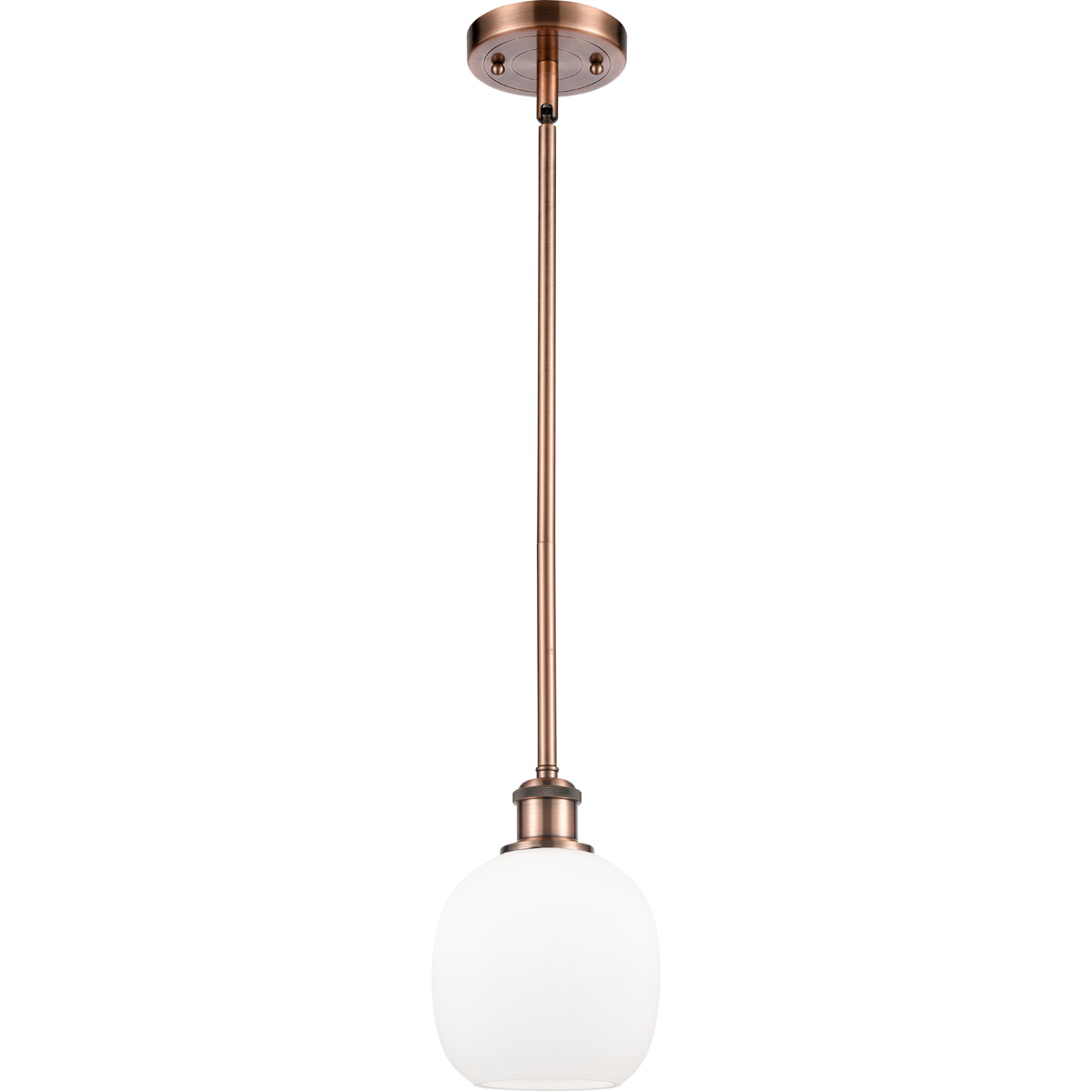 Innovations Lighting 516-1S-AC-G101 Ballston Belfast 1 Light 6 inch Antique Copper Pendant Ceiling Light in Matte White Glass, Ballston